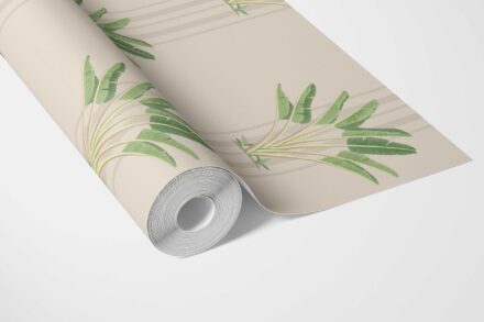'Parvat' Botanical/ Floral Block Print Wallpaper (Beige/ Cream/ Green) - Image 3