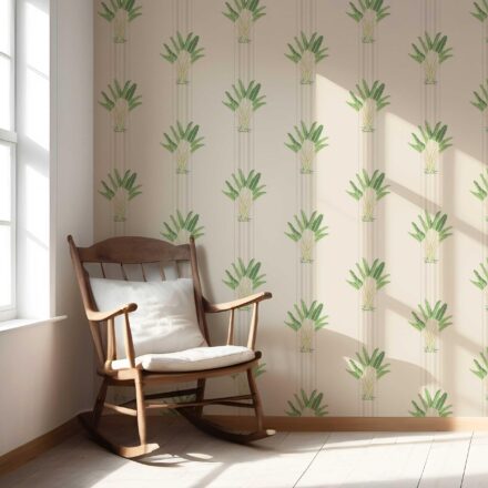 'Parvat' Botanical/ Floral Block Print Wallpaper (Beige/ Cream/ Green) - Image 5
