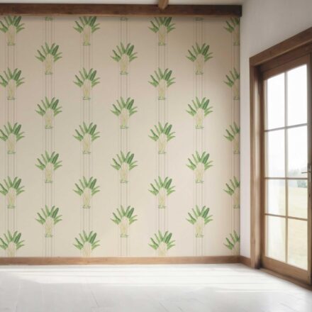 'Parvat' Botanical/ Floral Block Print Wallpaper (Beige/ Cream/ Green) - Image 7