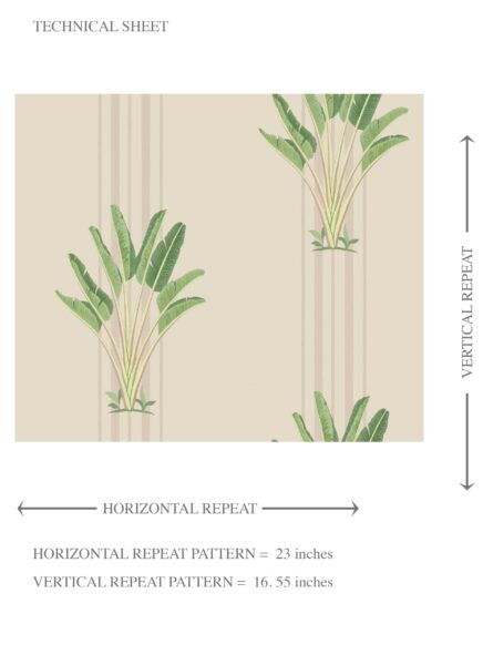 'Parvat' Botanical/ Floral Block Print Wallpaper (Beige/ Cream/ Green) - Image 8