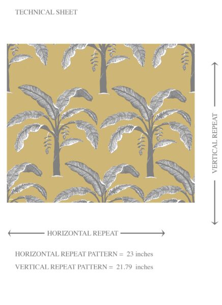 'Neerja' Floral/ Botanical Palm Trees Patterned Wallpaper (Yellow/ Gray) - Image 8