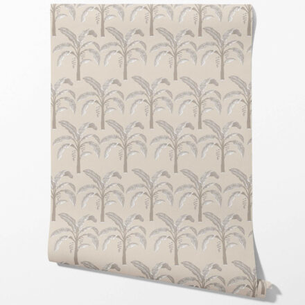 'Durus' Floral/ Botanical Palm Trees Patterned Wallpaper (Palm Beige/ Gray/ Soft Taupe)