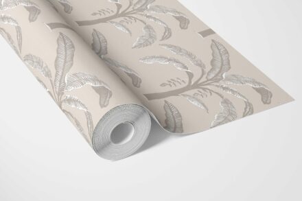 'Durus' Floral/ Botanical Palm Trees Patterned Wallpaper (Palm Beige/ Gray/ Soft Taupe) - Image 3