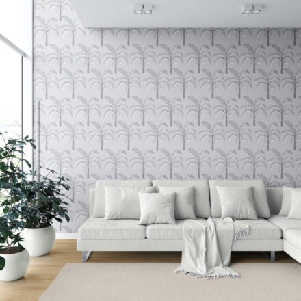 'Asprilla' Floral/ Botanical Palm Trees Patterned Wallpaper (Gray) - Image 6