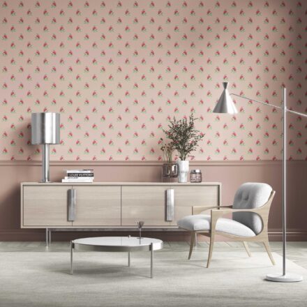 'Mayoro' Vintage-Inspired Floral Block Print Wallpaper (Pink/ Green) - Image 3