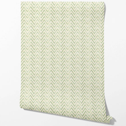 'Batemans' Geometric Zigzag/ Chevron Wallpaper (Green/ Yellow)