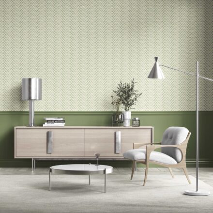 'Batemans' Geometric Zigzag/ Chevron Wallpaper (Green/ Yellow) - Image 3