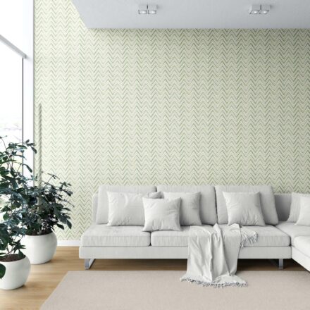 'Batemans' Geometric Zigzag/ Chevron Wallpaper (Green/ Yellow) - Image 6
