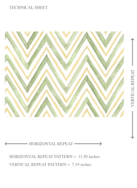 'Batemans' Geometric Zigzag/ Chevron Wallpaper (Green/ Yellow) - Image 8