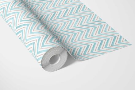 'Pitaya' Geometric Zigzag/ Chevron Wallpaper (Blue) - Image 2