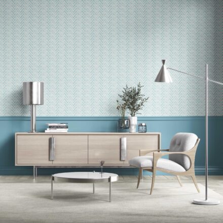 'Pitaya' Geometric Zigzag/ Chevron Wallpaper (Blue) - Image 3