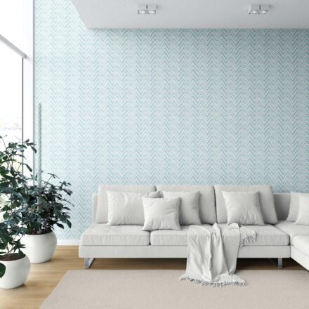 'Pitaya' Geometric Zigzag/ Chevron Wallpaper (Blue) - Image 6