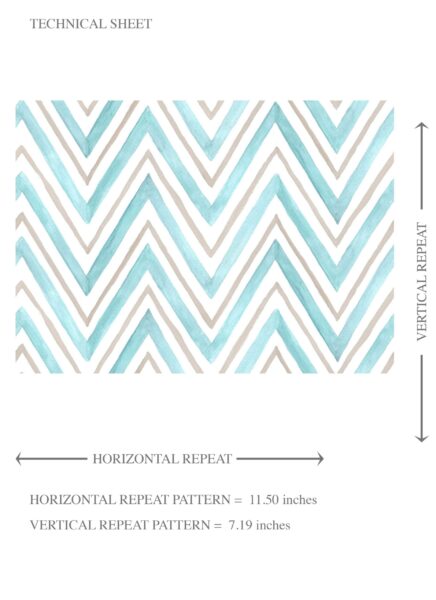 'Pitaya' Geometric Zigzag/ Chevron Wallpaper (Blue) - Image 8
