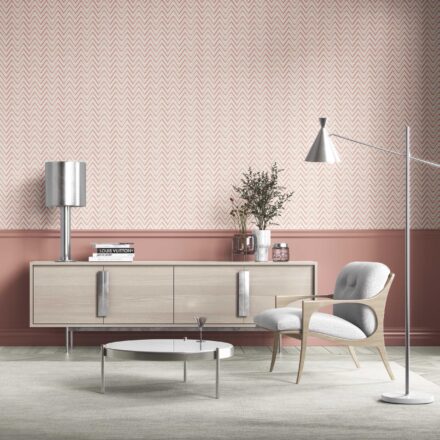 'Anne Canal' Geometric Zigzag/ Chevron Wallpaper (Pink/ Yellow) - Image 3