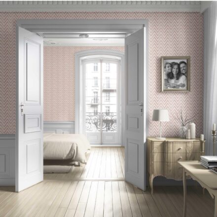 'Anne Canal' Geometric Zigzag/ Chevron Wallpaper (Pink/ Yellow) - Image 4