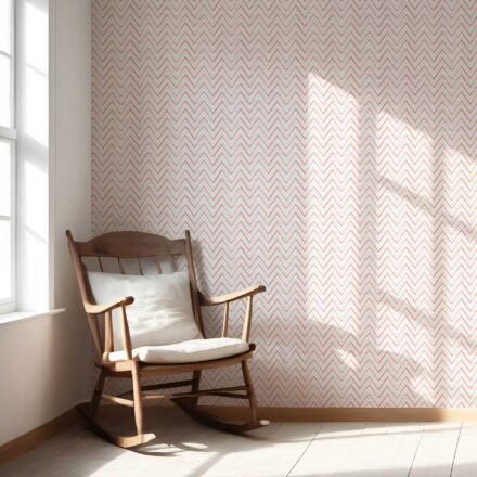 'Amager' Geometric Zigzag/ Chevron Wallpaper (Coral Pink/ Blue) - Image 5