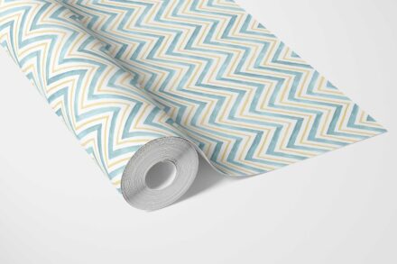 'Gazania' Geometric Zigzag/ Chevron Wallpaper (Blue/ Yellow) - Image 2