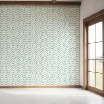 'Gazania' Geometric Zigzag/ Chevron Wallpaper (Blue/ Yellow) - Image 7