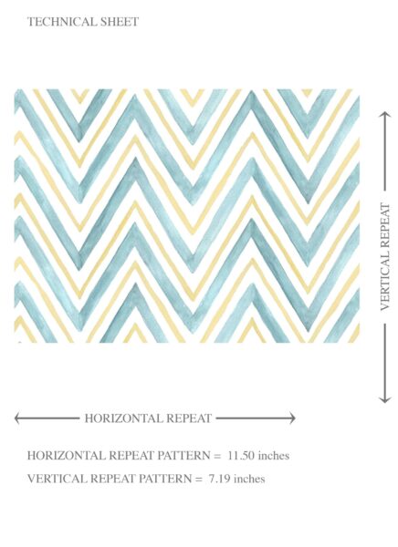 'Gazania' Geometric Zigzag/ Chevron Wallpaper (Blue/ Yellow) - Image 8
