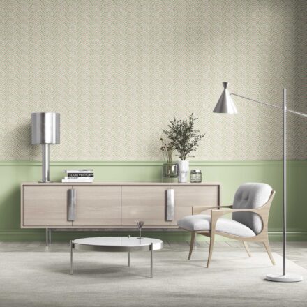 'Kaliko' Geometric Zigzag/ Chevron Wallpaper (Green/ Pink) - Image 3