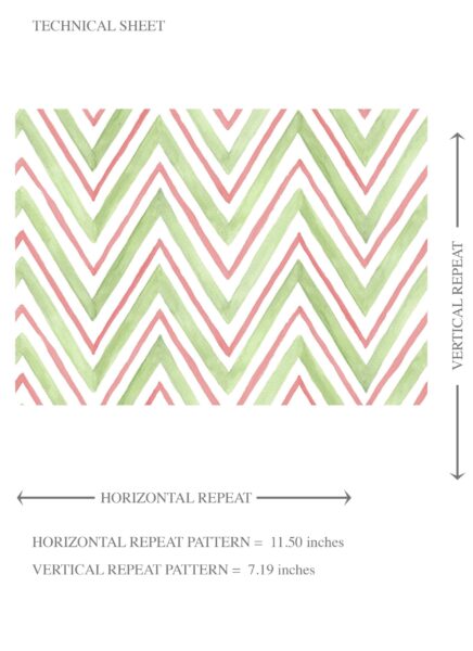 'Kaliko' Geometric Zigzag/ Chevron Wallpaper (Green/ Pink) - Image 8