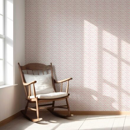 'Stellar' Geometric Zigzag/ Chevron Wallpaper (Soft Pink/ Green) - Image 5