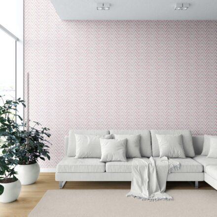 'Stellar' Geometric Zigzag/ Chevron Wallpaper (Soft Pink/ Green) - Image 6