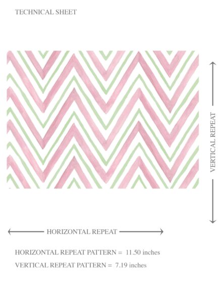 'Stellar' Geometric Zigzag/ Chevron Wallpaper (Soft Pink/ Green) - Image 8
