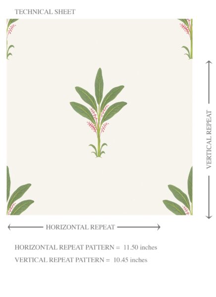 'Dorothy' Vintage-Inspired Floral Block Print Wallpaper (White/ Green/ Pink) - Image 8