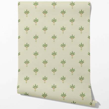 'Calla Lily' Vintage-Inspired Floral Block Print Wallpaper (Olive Green)