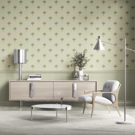 'Calla Lily' Vintage-Inspired Floral Block Print Wallpaper (Olive Green) - Image 2