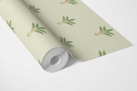 'Calla Lily' Vintage-Inspired Floral Block Print Wallpaper (Olive Green) - Image 3