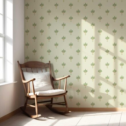 'Calla Lily' Vintage-Inspired Floral Block Print Wallpaper (Olive Green) - Image 5