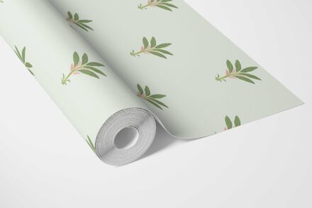 'Bee Balm' Vintage-Inspired Floral Block Print Wallpaper (Mint Green/ Pink) - Image 3