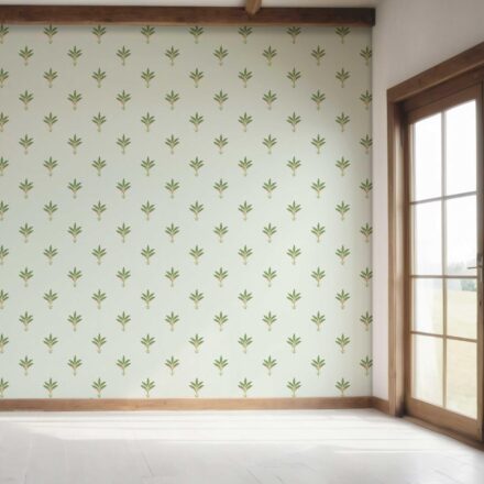 'Bee Balm' Vintage-Inspired Floral Block Print Wallpaper (Mint Green/ Pink) - Image 7