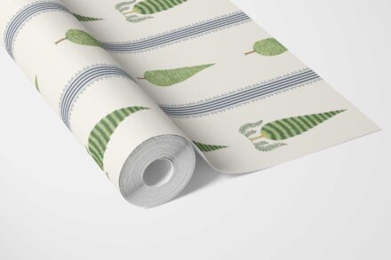 'Kilnpit' Modern Floral/ Botanical Leaf Print Wallpaper (Green/ White/ Blue) - Image 3