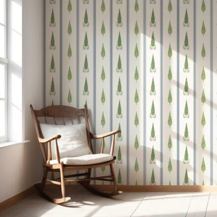 'Kilnpit' Modern Floral/ Botanical Leaf Print Wallpaper (Green/ White/ Blue) - Image 5