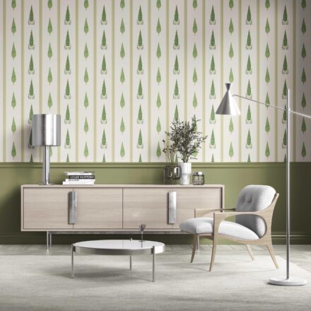 'Carambola' Modern Floral/ Botanical Leaf Print Wallpaper (Green/ White) - Image 2