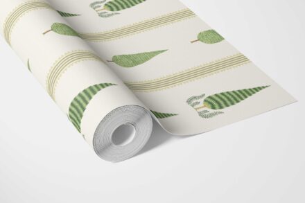 'Carambola' Modern Floral/ Botanical Leaf Print Wallpaper (Green/ White) - Image 3