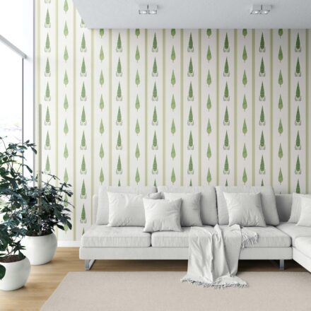 'Carambola' Modern Floral/ Botanical Leaf Print Wallpaper (Green/ White) - Image 6