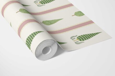 'Quince' Modern Floral/ Botanical Leaf Print Wallpaper (Red/ Green/ White) - Image 3