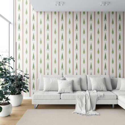 'Quince' Modern Floral/ Botanical Leaf Print Wallpaper (Red/ Green/ White) - Image 6