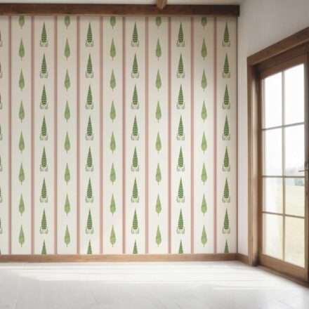 'Quince' Modern Floral/ Botanical Leaf Print Wallpaper (Red/ Green/ White) - Image 7