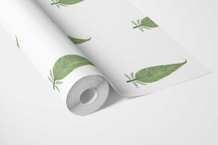 'Birch Grove' Modern Botanical Floral Block Print Wallpaper (Green/ White) - Image 3