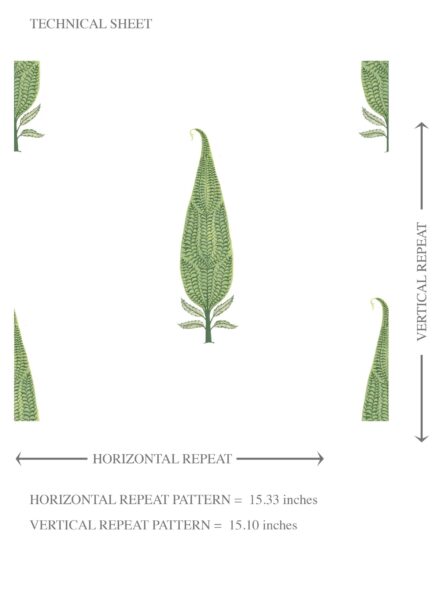 'Birch Grove' Modern Botanical Floral Block Print Wallpaper (Green/ White) - Image 8