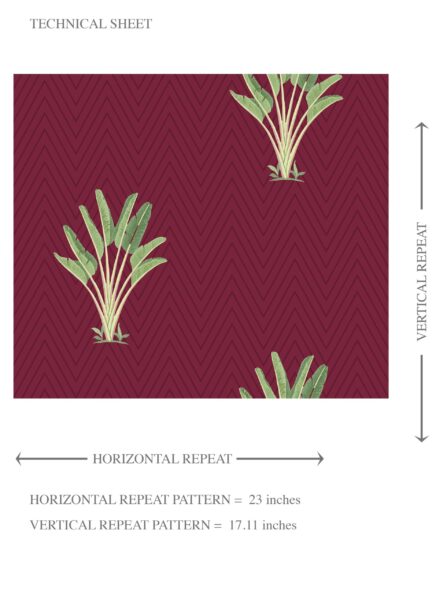 'Candy Cane' Botanical/ Floral Block Print Wallpaper (Deep Red/ Green) - Image 8