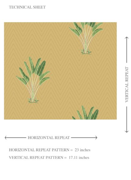 'Durham' Botanical/ Floral Block Print Wallpaper (Mustard Yellow/ Green) - Image 8