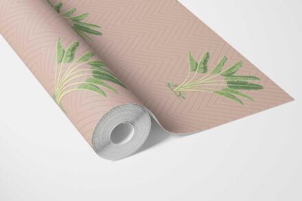 'Candytuft' Botanical/ Floral Block Print Wallpaper (Dusty Pink/ Green) - Image 3