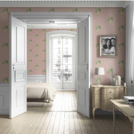 'Candytuft' Botanical/ Floral Block Print Wallpaper (Dusty Pink/ Green) - Image 4
