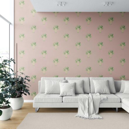 'Candytuft' Botanical/ Floral Block Print Wallpaper (Dusty Pink/ Green) - Image 6
